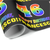 Papier Cadeau 46e anniversaire : Bold, amusant, simple, arc-en-c (Coin rond)