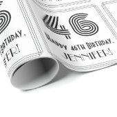 Papier Cadeau 46ème anniversaire : Art Déco Style inspiré "46" + (Coin rond)