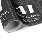 Papier Cadeau 47e anniversaire - Art Déco Inspiré Look "47", Nom (Coin rond)