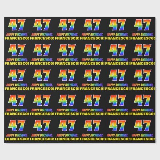 Papier Cadeau 47e anniversaire : Bold, amusant, simple, arc-en-c (Plat)