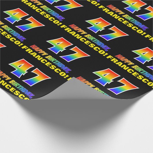 Papier Cadeau 47e anniversaire : Bold, amusant, simple, arc-en-c (Coin)