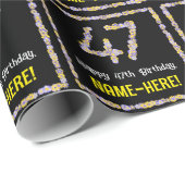 Papier Cadeau 47e anniversaire : Floral Flowers Numéro, Nom pers (Coin rond)