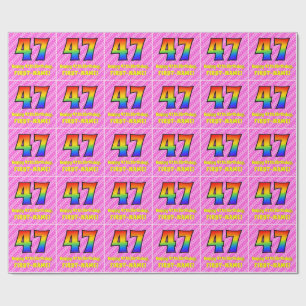 Papier Cadeau 47e anniversaire : Pink Stripes & Hearts, Arc en c