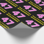 Papier Cadeau 47ème anniversaire : Pink Stripes and Hearts "47" (Coin)