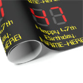 Papier Cadeau 47ème anniversaire : Rouge Digital Horloge Style " (Coin rond)