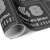 Papier Cadeau 48e anniversaire : Art Déco Inspiré Look "48" avec (Coin rond)