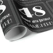 Papier Cadeau 48e anniversaire - Art Déco Inspiré Look "48", Nom (Coin rond)
