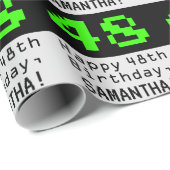 Papier Cadeau 48e anniversaire - Nerdy / Geeky Style "48" et nom (Coin rond)