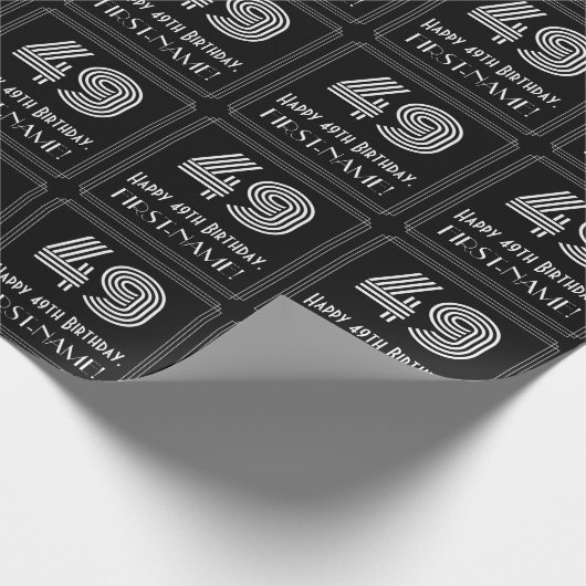 Papier Cadeau 49e anniversaire : Art Déco Inspiré Look "49" avec (Coin)