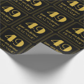 Papier Cadeau 49e anniversaire ~ Art Déco Inspiré Look "49", Nom (Coin)