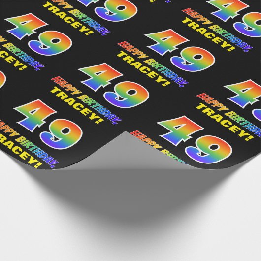 Papier Cadeau 49e anniversaire : Bold, amusant, simple, arc-en-c (Coin)