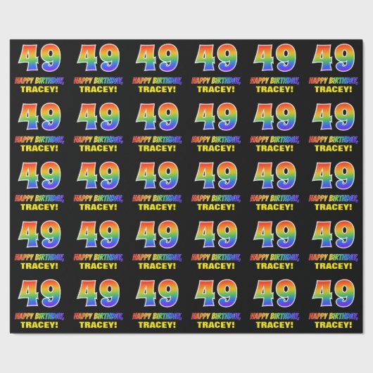 Papier Cadeau 49e anniversaire : Bold, amusant, simple, arc-en-c (Couture)