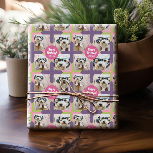 Papier Cadeau 4 Collage photo avec personnalisation Joyeux Anniv