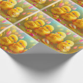 Papier Cadeau 4 Collection Pâques De Poulet Et Fleurs (Coin)
