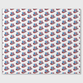 Papier Cadeau 4 juillet American Flag & Eagle Casquette Design (Plat)