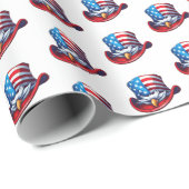 Papier Cadeau 4 juillet American Flag & Eagle Casquette Design (Coin rond)