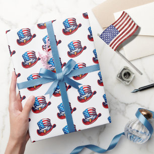 Papier Cadeau 4 juillet American Flag & Eagle Casquette Design