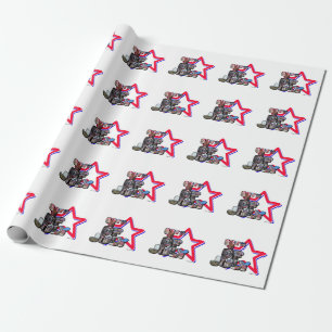 Papier Cadeau 4 juillet Grande lettre étoile