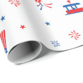 Papier Cadeau 4 juillet Motif Stickers (Coin rond)