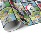 Papier Cadeau 4 Photo Collage Customisé avec Monogramme (Coin rond)