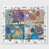 PAPIER CADEAU 4 SAISONS ART DÉCO BEAUTÉ MODE COSTUME DESIGN (Plat)