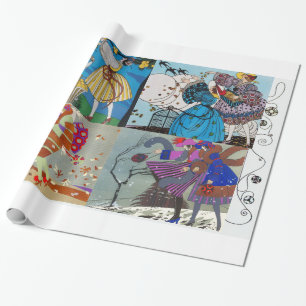 PAPIER CADEAU 4 SAISONS ARTDECO BEAUTÉ MODE ILLUSTRATIONS