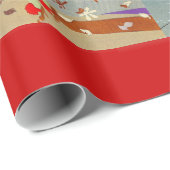 Papier Cadeau 4 SAISONS ARTDECO BEAUTY MODE ILLUSTRATION, Rouge (Coin rond)