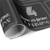Papier Cadeau 4e anniversaire : décoration inspirée de l'Art déc (Coin rond)