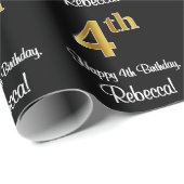 Papier Cadeau 4e anniversaire : Elégant look luxe Faux Gold # (Coin rond)