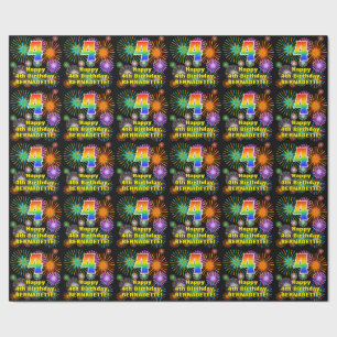 Papier Cadeau 4e anniversaire : Fun Fireworks, Rainbow Look #4