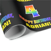 Papier Cadeau 4e anniversaire : Gras, Amusant, Simple, Arc-en-ci (Coin rond)