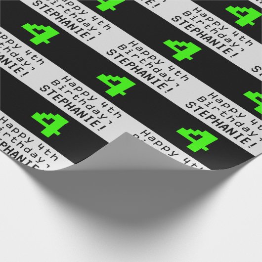 Papier Cadeau 4e anniversaire - Nerdy / Geeky Style "4" et nom (Coin)
