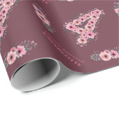 Papier Cadeau 4e grand anniversaire Fille rose Fleurs vert Folia (Coin rond)