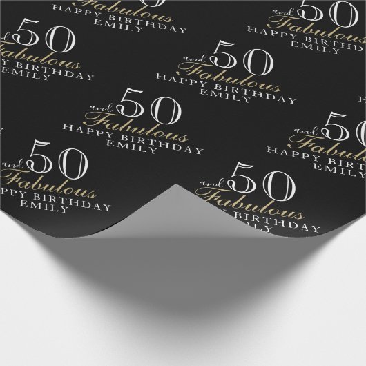 Papier Cadeau 50 et fabuleux Elegant Black 50e anniversaire (Coin)