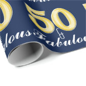 Papier Cadeau 50 et Fabulous or bleu (Coin rond)
