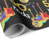Papier Cadeau 50 Rocks 50e anniversaire Guitares (Coin rond)