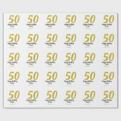 Papier Cadeau 50e anniversaire ajouter nom date année noire modè (Plat)