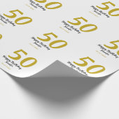 Papier Cadeau 50e anniversaire ajouter nom date année noire modè (Coin)