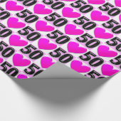 PAPIER CADEAU 50E ANNIVERSAIRE AMOUR COEURS (Coin)