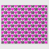 PAPIER CADEAU 50E ANNIVERSAIRE AMOUR COEURS (Plat)