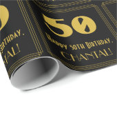 Papier Cadeau 50e anniversaire - Art Déco Inspiré Look "50" & No (Coin rond)