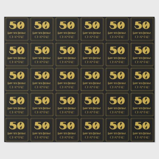 Papier Cadeau 50e anniversaire - Art Déco Inspiré Look "50" & No (Couture)