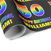 Papier Cadeau 50e anniversaire : Bold, amusant, simple, arc-en-c (Coin rond)