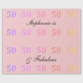 Papier Cadeau 50e anniversaire Cinquante Fabuleux nom Parties sc (Plat)