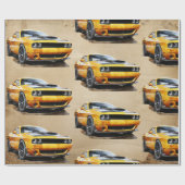 Papier Cadeau 50e Anniversaire Classic Muscle Car (Plat)