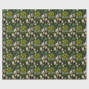 Papier Cadeau 50e anniversaire de golf pour golfeur citation hum