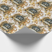 Papier Cadeau 50e anniversaire de la florale blanche et or (Coin)