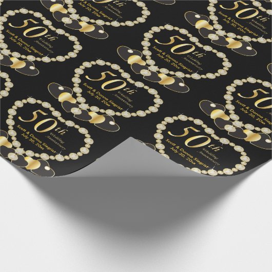 Papier Cadeau *50e anniversaire de mariage | Nom et date à faire (Coin)