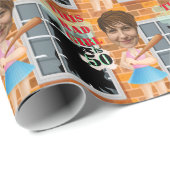 Papier Cadeau 50e Anniversaire des femmes Mauvaise fille Drôle V (Coin rond)