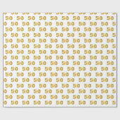 Papier Cadeau 50e Anniversaire d'or Papier d'enveloppement (Plat)
